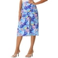 thumbnail image 4 of Faldas hawaianas para mujeres INSPIRE CHIC 2024, falda tropical con fruncido frontal y abertura, color azul, verano en la playa, 4 of 6