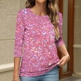 thumbnail image 4 of Fashion 3/4 Sleeve T Shirts for Womens Gradient Sequins Tunic Tops Casual Loose Crewneck Basic Tees, 4 of 6