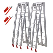 7.5FT Aluminum Loading Ramps, 1500 Lbs Capacity per pair, With safety straps, Motorcycle Ramp, ATV Truck Ramps, Tailgate Ramps, Four Wheeler Ramps for Trucks, Lawn Mower, UTV, 1 PAIR, SILVER Color
