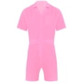 thumbnail image 3 of YONGHS Men's Summer Romper One Piece Overall Coverall Zipper Loose Fit Tracksuits with Pockets Pink XXL, 3 of 7