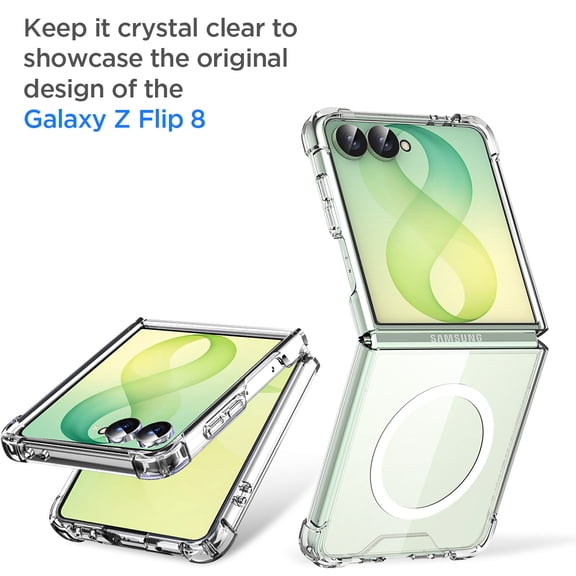 AICase For Samsung Galaxy Z Flip8 Case Clear Magnetic Shockproof Slim Cover