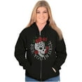 thumbnail image 4 of See You in Hell Skull Roses Tattoo Unisex Fleece Graphic Zip Up Hoodie Brisco Brands 4X, 4 of 5