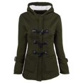 thumbnail image 2 of Women Fleece Jacket With Hood Fashion Horn Button Winter Warm Thicken Coat Long Soft Windbreaker Insulated Overcoat, 2 of 4