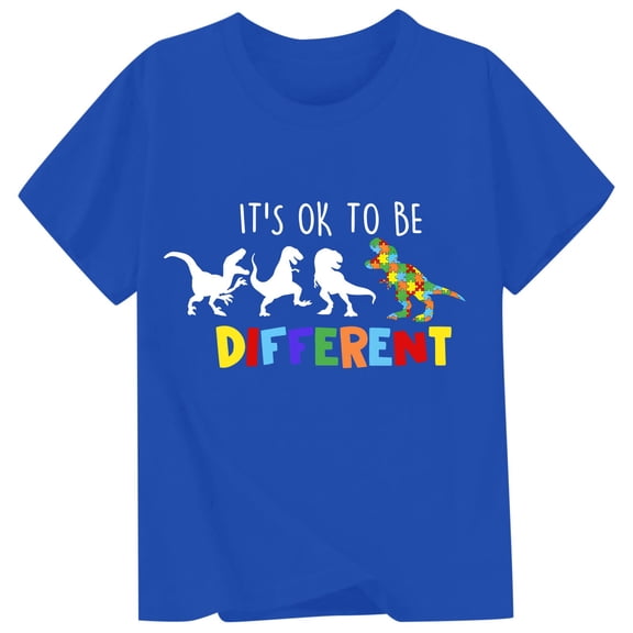 WOYY Boys Dinosaur T-Shirt Short Sleeve Round Neck T Shirt Summer Kids Tee, Sizes 4-5