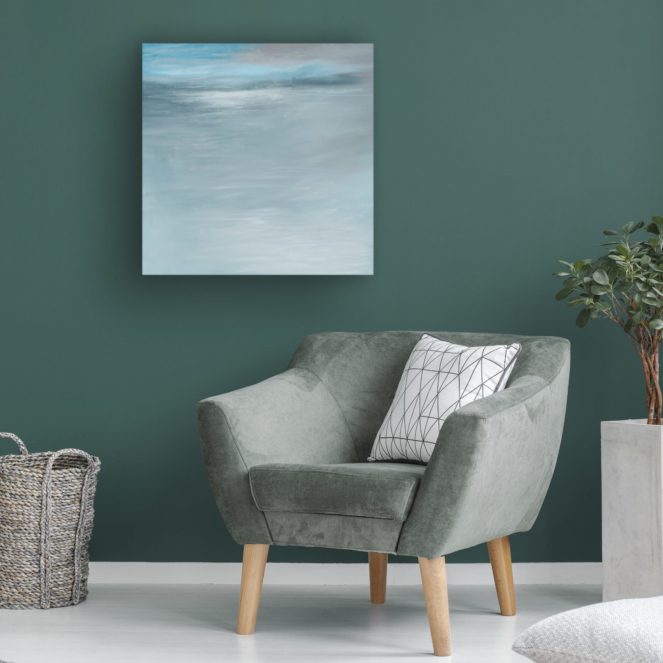 Canvas Wall Art - Line and Brush 'Blue Setting' Wall Art for Living Room, Bedroom, or Office Décor by Trademark Fine Art - 18 x 18 Inches