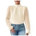 thumbnail image 1 of TSADFHJI Hauts pour Femmes Manches Longues Automne/hiver Demi-Col Montant Motif en Chiffon Manches Longues G Or, 1 of 6