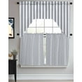 thumbnail image 3 of Navy Blue Striped Kitchen Curtains Swag Valance and Tier Curtains Set 24 Inch Length, Navy Blue White Stripes Farmhouse Rod Pocket Drape Panels Pair Swag Curtains for Bathroom/Cafe/Window, 3 of 6