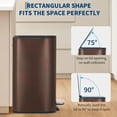 thumbnail image 3 of Kitchen Trash Can, 5.3 gal Stainless Steel Garbage Can with Soft Close Lid Foot Pedal & Removable Inner Bucket, Rectangular Step On Waste Bin for Office Bedroom (Matte Brown) 12L, 3 of 6