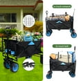 thumbnail image 6 of SYTHERS Collapsible Beach Wagon Cart Heavy Duty 350lbs, Super Large Folding Garden Wagon Cart with All-Terrain Wheels, Anti-fall Off Net Cover and Buckle Straps for Garden, Camping, Black, 6 of 8