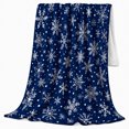 thumbnail image 2 of Blue Snowflake Field with Starry Dots, Cheerful Holiday Style for Snowflake Lovers, Frosty Winter Motif and Christmas Gift, Cozy Flannel Blanket for Family Room and Guest Room, Home Decor, 2 of 9