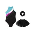thumbnail image 6 of inlzdz Girls Sparkly Sleeveless Gymnastics Leotard with Tutu Skirt Set Ballet Dance Bodysuit Costume Lake Blue 12, 6 of 7