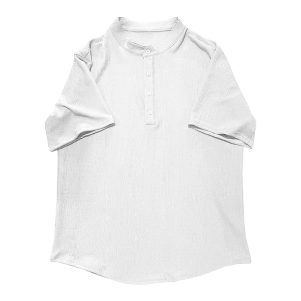 Camiseta de rayas con cuello en V para hombre: informal, corte holgado, trabajo/actividades al aire libre, primavera/verano