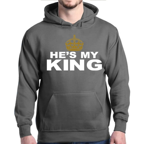 Shop4Ever Men's He's My King Matching Couples Hooded Sweatshirt Hoodie XX-Large Charcoal