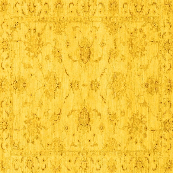 Ahgly Company Indoor Square Oriental Yellow Traditional Area Rugs, 3' Square