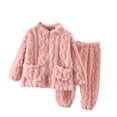 thumbnail image 2 of Esaierr Toddler Kids Plush Fleece Pajama Set Girls Winter Autumn Fleece Matching Set with Pockets 2 Piece Baby Cartoon Sleepwear Tops+pants Outfits for 12M-8Y, 2 of 9