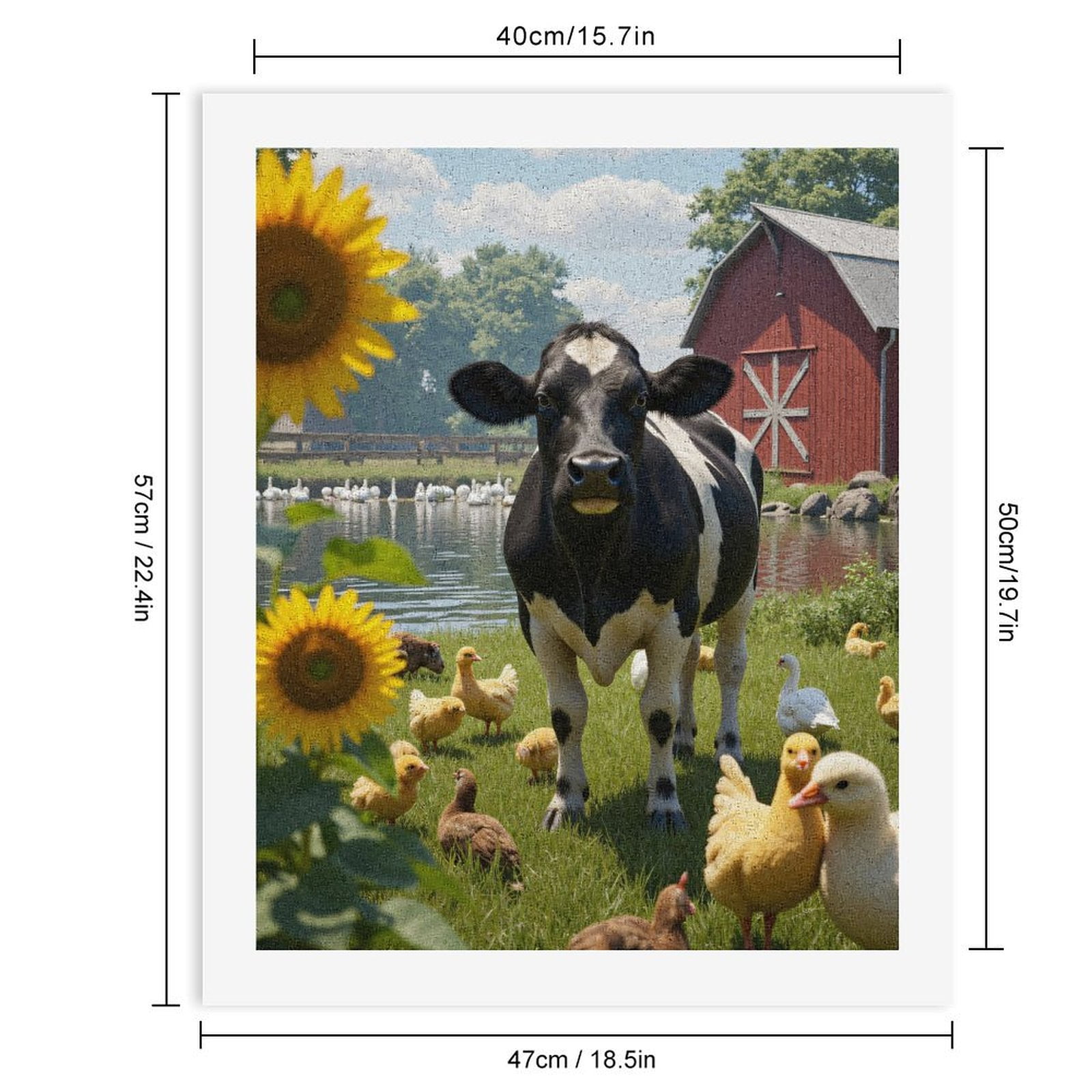 Paint by Numbers Kit for Adults, Cow Farm Pond Sunflowers Ducks Paint by Numbers, Easy Paint by Numbers Kit for Adults Beginner, DIY Adult Paint by Number Kits on Canvas, Home Decor
