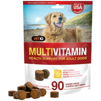 VETIQ Multi- Supplement for Adult Dogs, Hickory Smoked Flavored Soft Chews, 90 Count, 11.1 oz