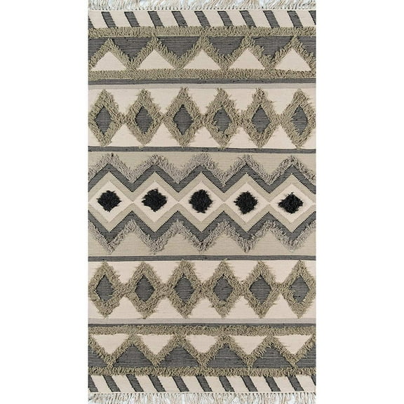 Novogratz by Momeni INDIOIND-4SAG2030 Indio 100% Wool Hand Made Contemporary Area Rug, 2' X 3', Sage