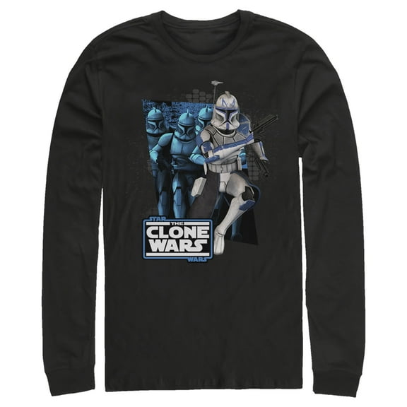 Men's Star Wars: The Clone Wars Captain Rex Mashup Long Sleeve Shirt Black Medium