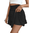 thumbnail image 3 of Womens Summer Flowy High Waist Ruffle Casual Cute Boho Beach Short Skirts Built-in Shorts Black XXL, 3 of 8