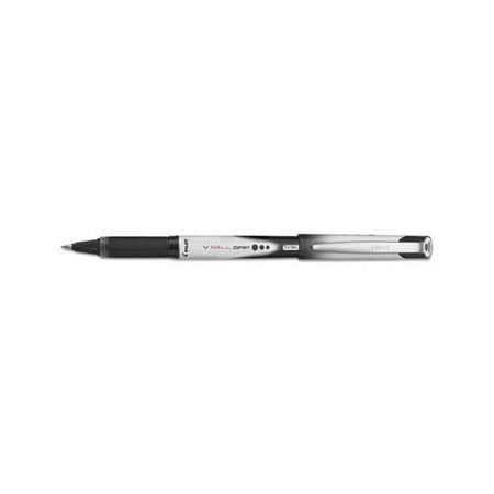 VBall Grip Liquid Ink Stick Roller Ball Pen 0.5mm, Black Ink, Black/White Barrel, Dozen