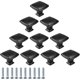 thumbnail image 1 of 10 Pcs Black Furniture Knob Drawer Door Knobs Square Cabinet Pulls Single Round Hole(30MM Aluminum Alloy), 1 of 5