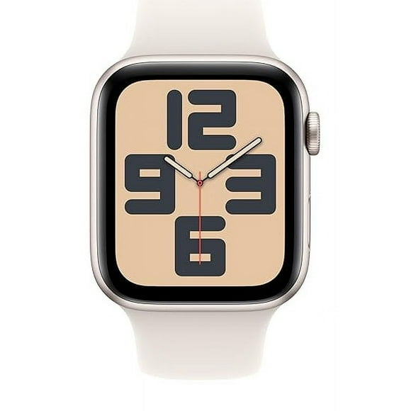 Apple Watch SE 2nd Gen GPS Smartwatch – 44mm Starlight Aluminum Case, Sport Band (M/L) – Refurbished Fair