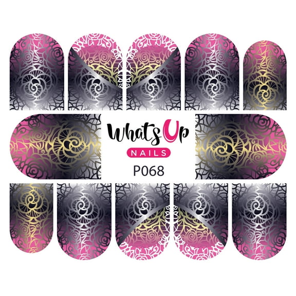 Whats Up Nails P068 Wrought Iron Roses Water Decal Sliders for Nail Art Design