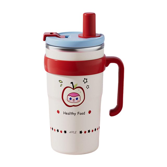 Botella térmica para niños, a prueba de fugas, portátil, ligera y elegante. 600 ml Blanco