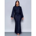thumbnail image 3 of Navy Blue Sparkly Mermaid Hem Bodycon Maxi Dress For Evening Party Dating, 3 of 7