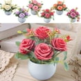 thumbnail image 7 of Moocorvic Artificial Rose Potted Plant for Home, Small Fake Plants Farmhouse Decor Office Tabletop Decoration, 7 of 7