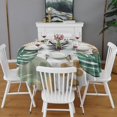 thumbnail image 2 of Green Boho Plant Pattern Round Tablecloth 60"x60",Wrinkle Wipeable Table Cloth for Kitchen Dining Room Picnic Patio Party, 2 of 6