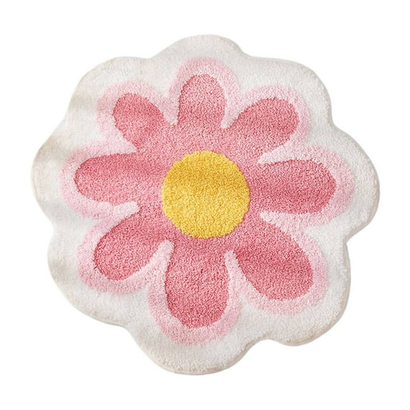 Bath Mat, Shower Mat - Loetky Floral Bathroom Rug, Soft Non-Slip for Bathtub and Toilet Floor Protection - Pink