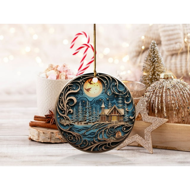 Christmas Ornament, Christmas Decoration, Holiday Gift,Heirloom Keepsake, Round Ceramic, - As Picture - 3-Pack