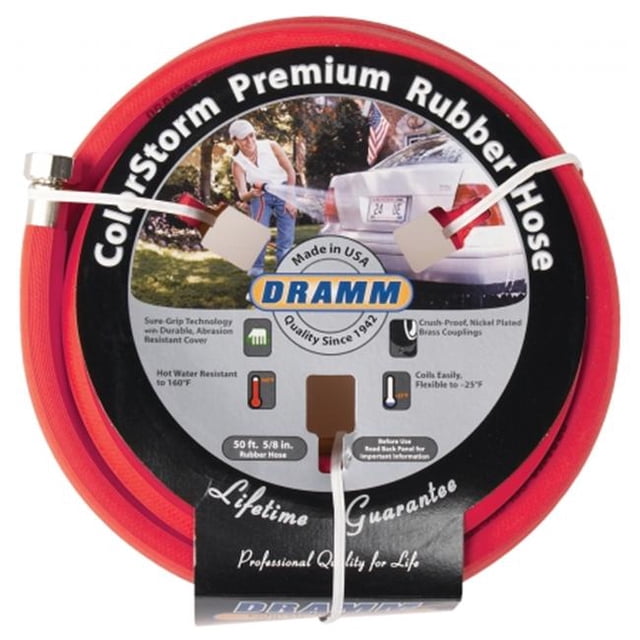 Dramm ColorStorm Tuyau en Caoutchouc de Qualité Supérieure 0,63” x 50 Pieds - Rouge