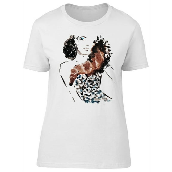 Fashion Leopard Print Cute Lady T-Shirt Women -Image by Shutterstock, Female Large