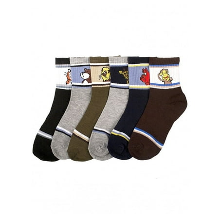 6 Pair Infant Boy Socks Newborn Shoe Size 0-12 Months Warm Cartoon Design