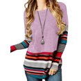 thumbnail image 1 of MAWCLOS Ladies Irregular Hem Color Block Pullover Loungewear Long Sleeve Tee Pink L, 1 of 2