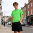 thumbnail image 4 of FRSASU Boys Athletic T-Shirts Casual Solid Color Short Sleeve Loose Crew Neck Pullover Workout Tee Tops for 5-15 Years Green, 4 of 9