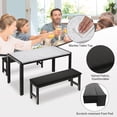 thumbnail image 5 of PORKISS Dining Table Set for 4, Faux Marble Kitchen Table Set with 2 Velvet Benches, Breakfast Nook Set for Small Spaces, 3 Piece Dining Room Table Set, White+Black, 5 of 12