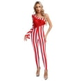 thumbnail image 3 of iiniim Women Christmas Candy Cane Jumpsuits One Shoulder Striped Sequins Unitards Xmas Party Costume Red XXL, 3 of 7