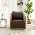 thumbnail image 2 of 360° Swivel Accent Chair, Upholstered Leather Barrel Chair with 28" Extra Deep Seat and Backrest Pillow, Morden Leisure Arm Chair Club Chair 300LBS for Nursery, Living Room, Brown, 2 of 8