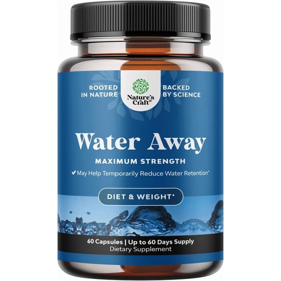 Nature’s Craft Water Away Diuretic Pills for Water Retention & Bloating Relief, 60 Capsules