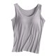thumbnail image 1 of Camiseta deportiva sin mangas de color liso para yoga para mujer: almohadilla en el pecho, sin aros, tirantes anchos, camiseta sin mangas informal, cuello redondo, ropa de verano, 1 of 3