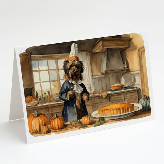 Briard Fall Kitchen Pumpkins Greeting Cards and Envelopes Pack of 8 7 in x 5 in