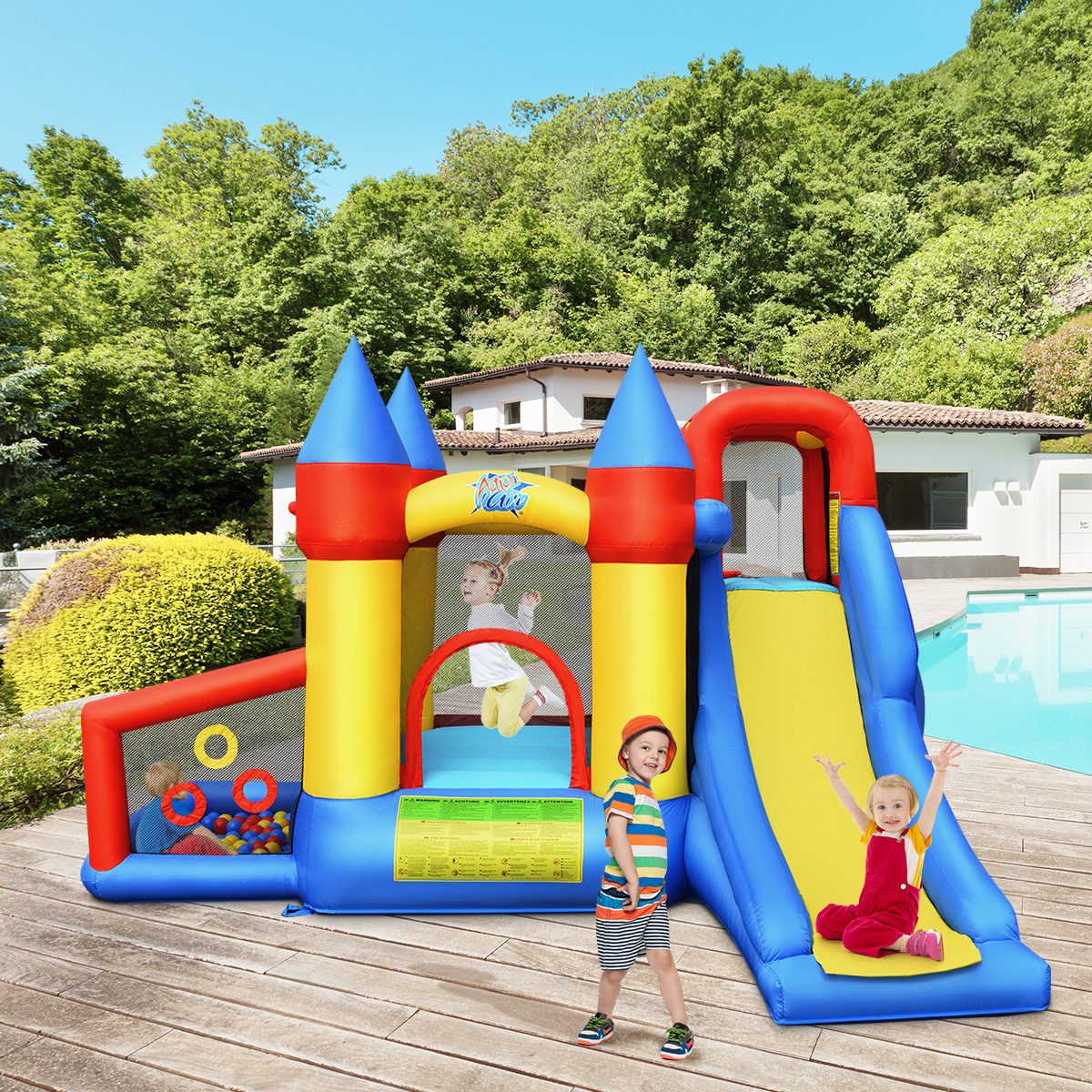 Costway Inflatable Bounce House Slide Bouncer Kids Castle Jumper w/ Balls & 780W Blower - image 4 of 10