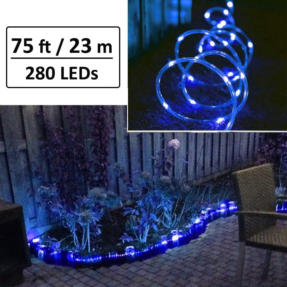 Solhice 75ft LED Rope Lights – 280 LEDs, Cool White, Waterproof IP68, Remote Control With Timer, Dimmer, 8 Modes, Plug-In, Indoor/Outdoor Use (Not Connectable)