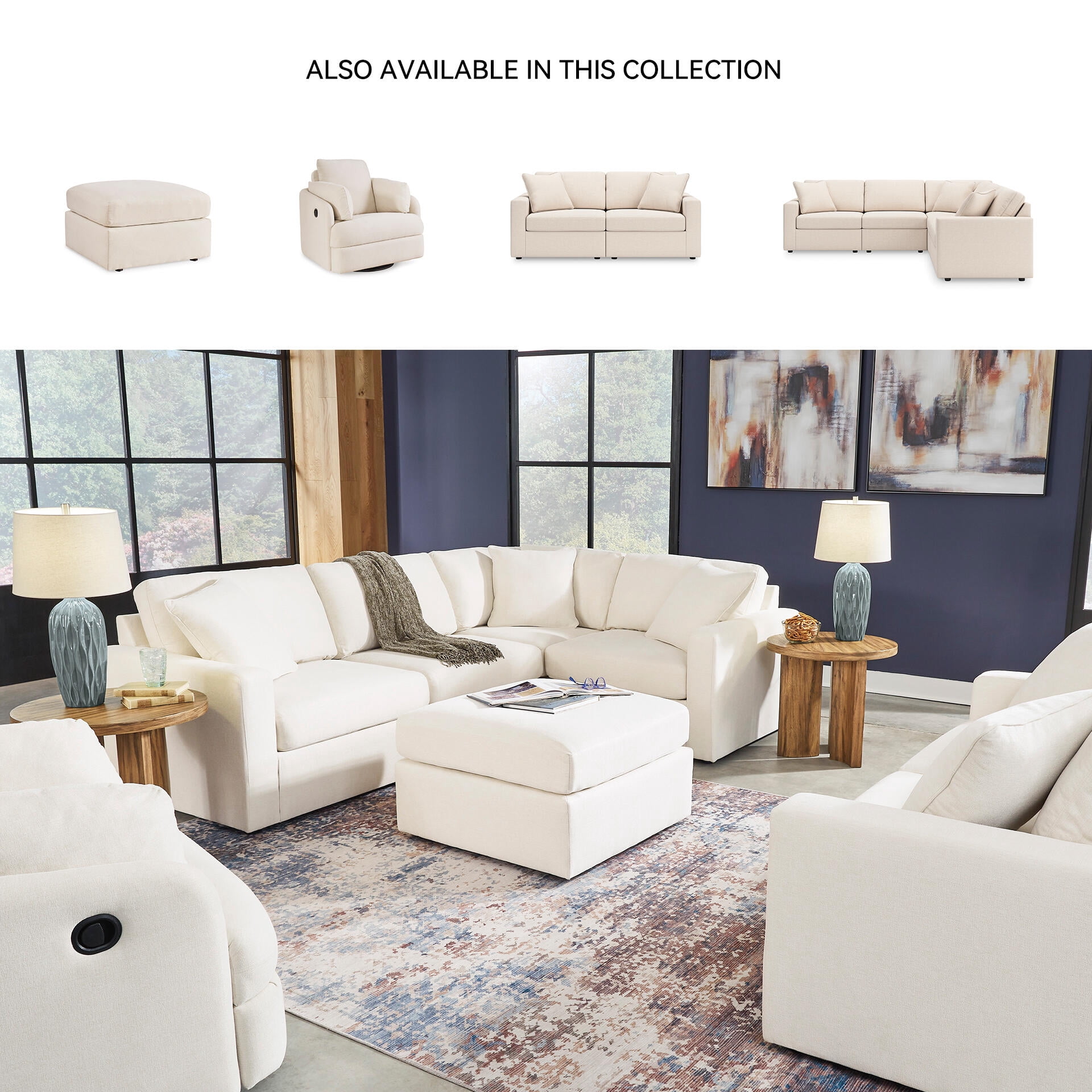 Signature Design by Ashley Modmax Oversized Accent Ottoman - Oyster White Next-Gen Nuvella Performance Fabric