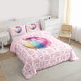 thumbnail image 3 of jejeloiu Watercolor Graffiti Football Queen Comforter Set,Cartoon Bowknot Print Bedding Comforter Set For Bow Lover Reversible 3 Pieces, 3 of 8