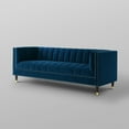 thumbnail image 5 of Liv Navy/Gold Velvet Sofa - Line Stitch Tufted, Gold Nailhead Trim and Tapered Gold Legs Tip, Square Arm, 5 of 10